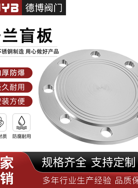 304不锈钢法兰盲板法兰片RF突面法兰盘PN10堵板盖板DN25 32 40 50