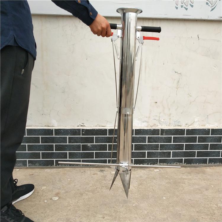 加厚不锈钢栽苗器 辣椒蔬菜瓜苗种植机 双把手带株距尺栽苗机