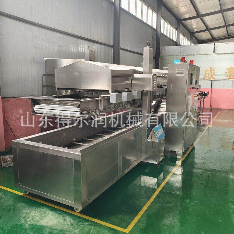 全自动卡兹脆鸡排油炸机 大型油炸小酥肉生产线 纯油过滤刮渣结构