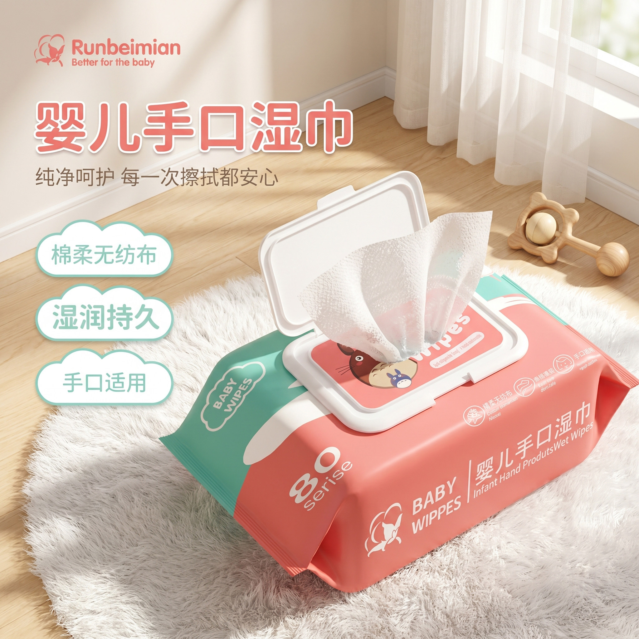 婴儿湿巾婴幼儿新生手口屁专用宝宝儿童湿纸巾大包家庭装特价