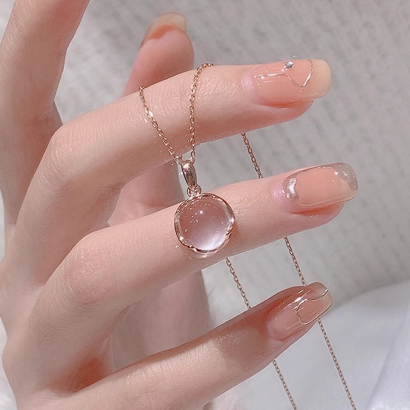 Bluehour粉水晶项链纯银