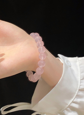 Bluehour天然粉水晶手链轻奢小众玉石手串女招桃花手链礼物