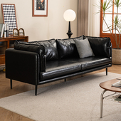 皮艺客厅沙发欧式 简约办公接待店铺小户型复古油蜡皮直排两三人位