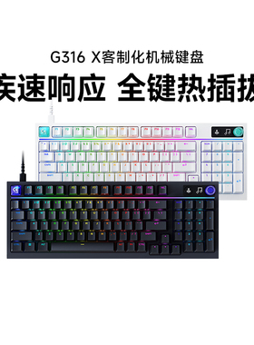 罗技G316X客制化机械键盘星云系列电竞游戏全键热插拔闪逸龙拆包