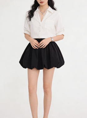 Miele Kohler夏季新款简约蕾丝边气质莫代尔女半袖衬衫MKAX85025