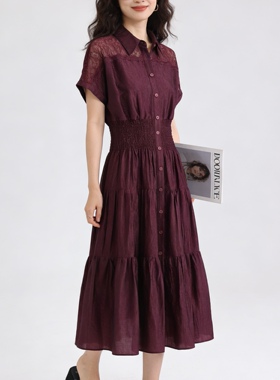 Miele Kohler夏季高级感蕾丝镂空设计女款短袖连衣裙子MKAX81620