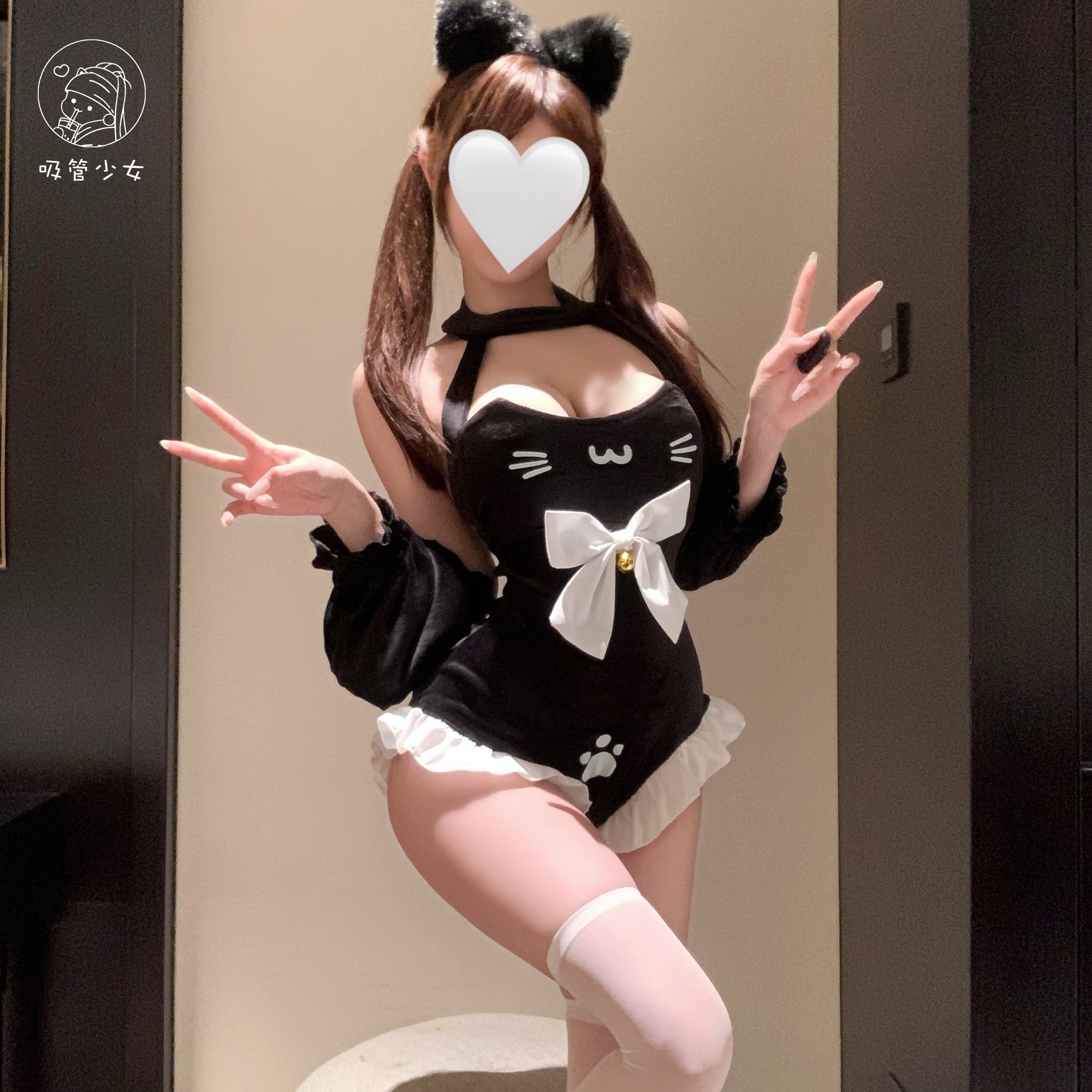 「COS猫娘」少女日系性感女仆连体衣制服诱惑纯欲蝴蝶结内衣qqny