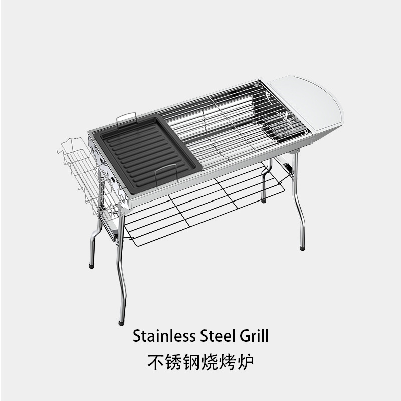bbq户外烧烤炉家用大号不锈钢折叠烧烤架批发烤肉炉便携式碳炉子