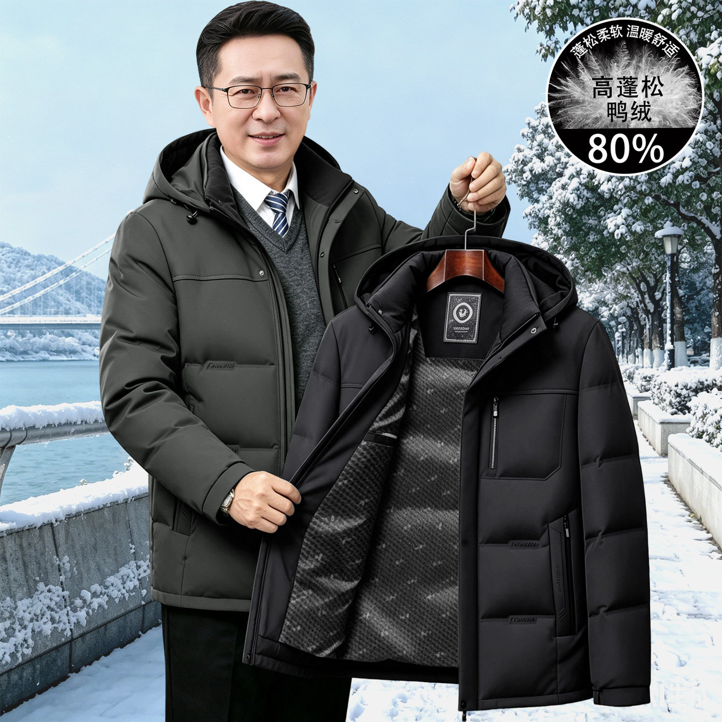 短款中老年羽绒服男加厚冬季爸爸防寒服外套老年人爷爷保暖棉衣服