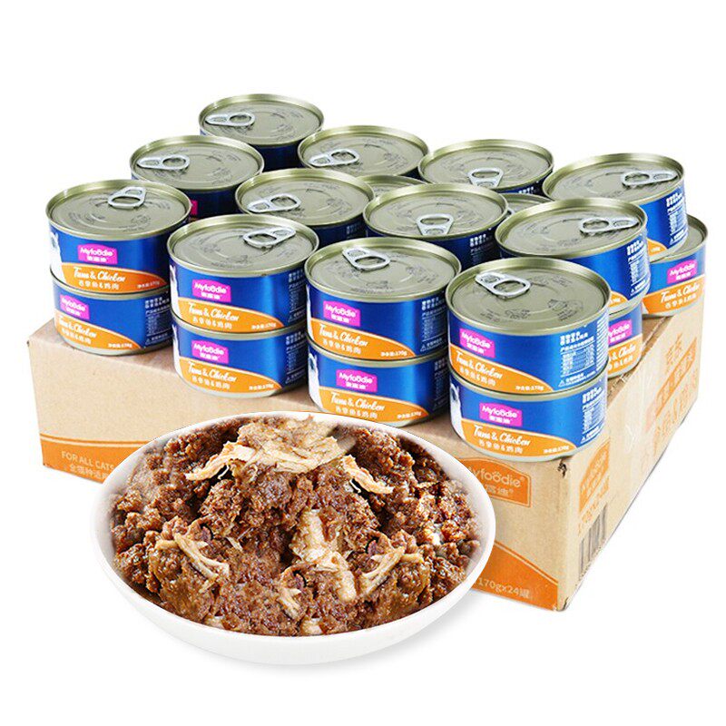 麦富迪猫罐头 低盐补水冻干猫零食湿粮猫条 吞拿鱼鸡肉味170g*24