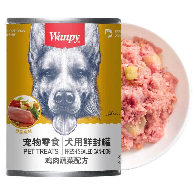 顽皮狗狗罐头鸡肉蔬菜鲜封罐营养宠物零食375g*12罐 零食湿粮
