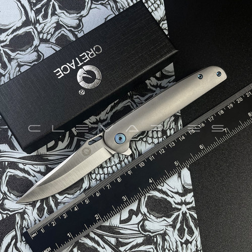 克雷犀蓝眼睛折叠刀户外折刀高硬度露营水果刀钛合金柄D2防身刀具