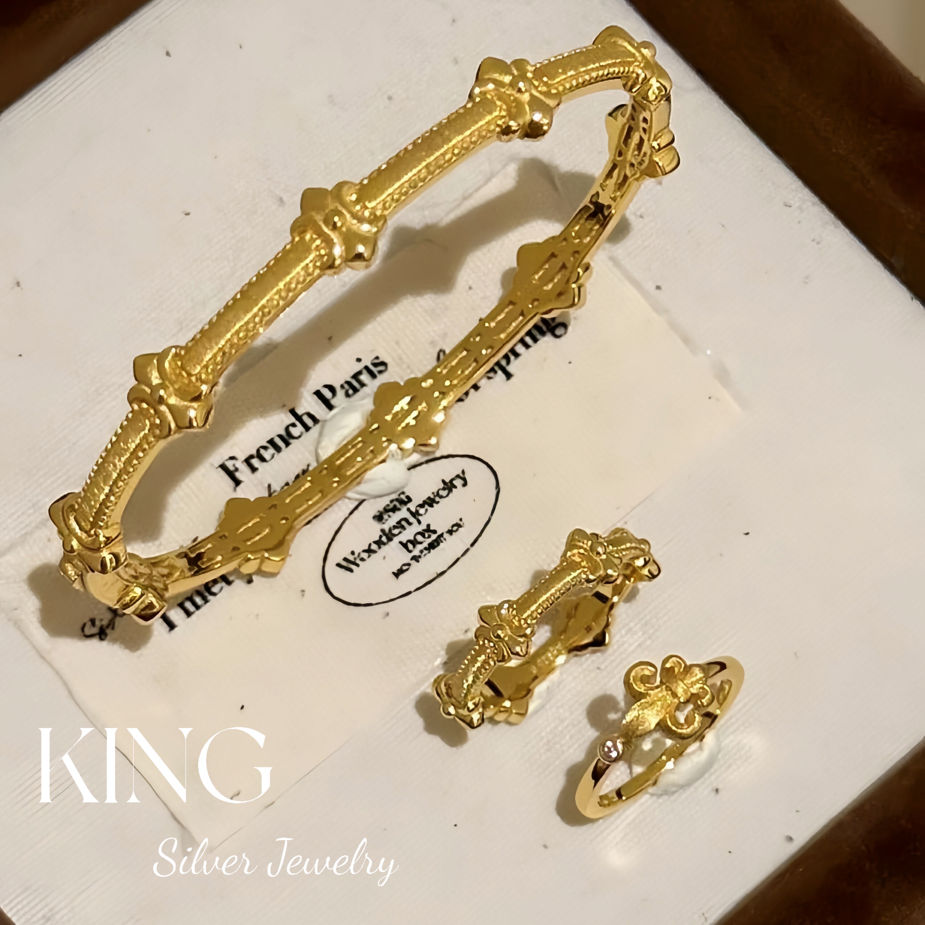king银饰珠宝鸢尾皇冠手镯戒指