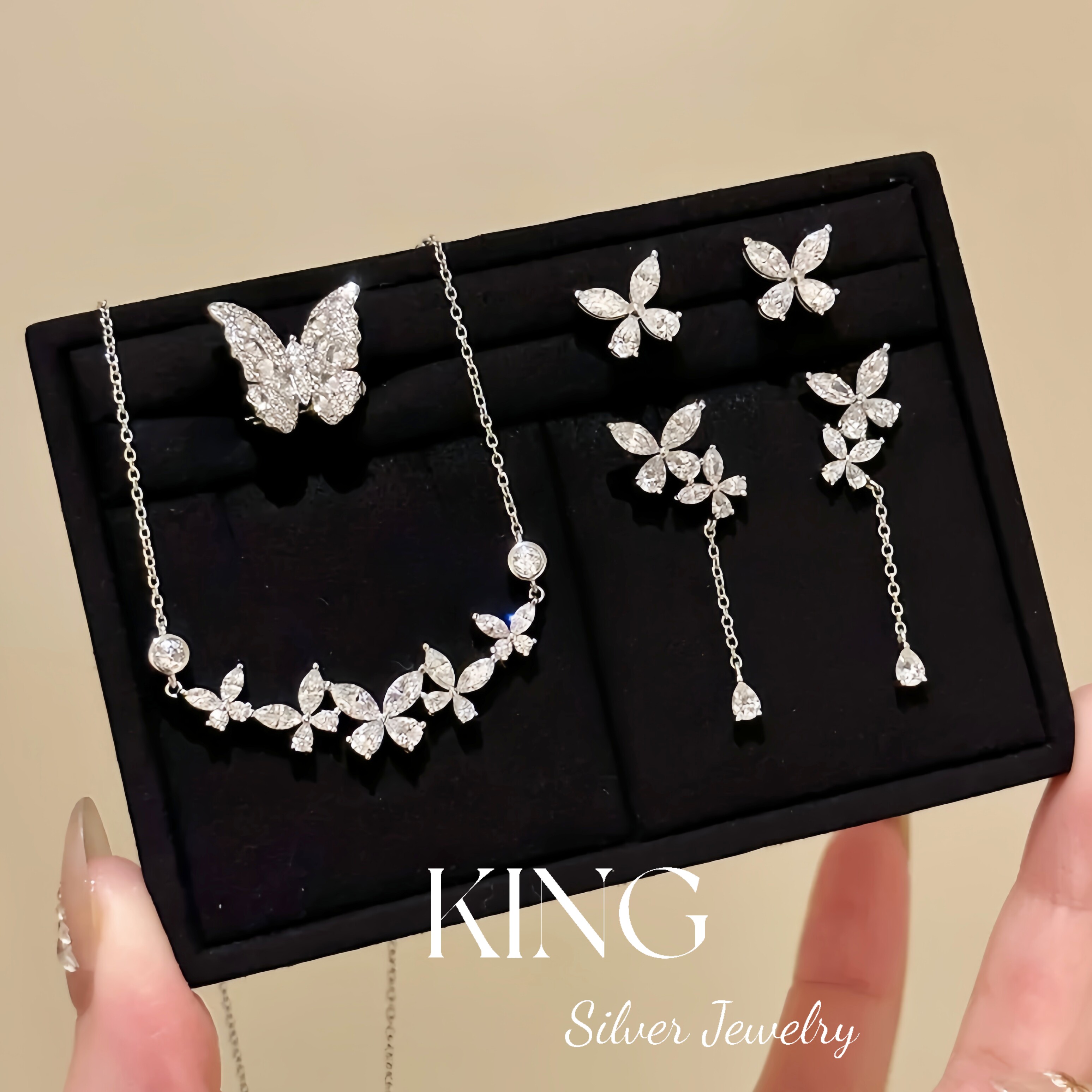 春日蝴蝶|S925银镀金女百搭时尚轻奢精致高级感通勤耳环耳夹项链