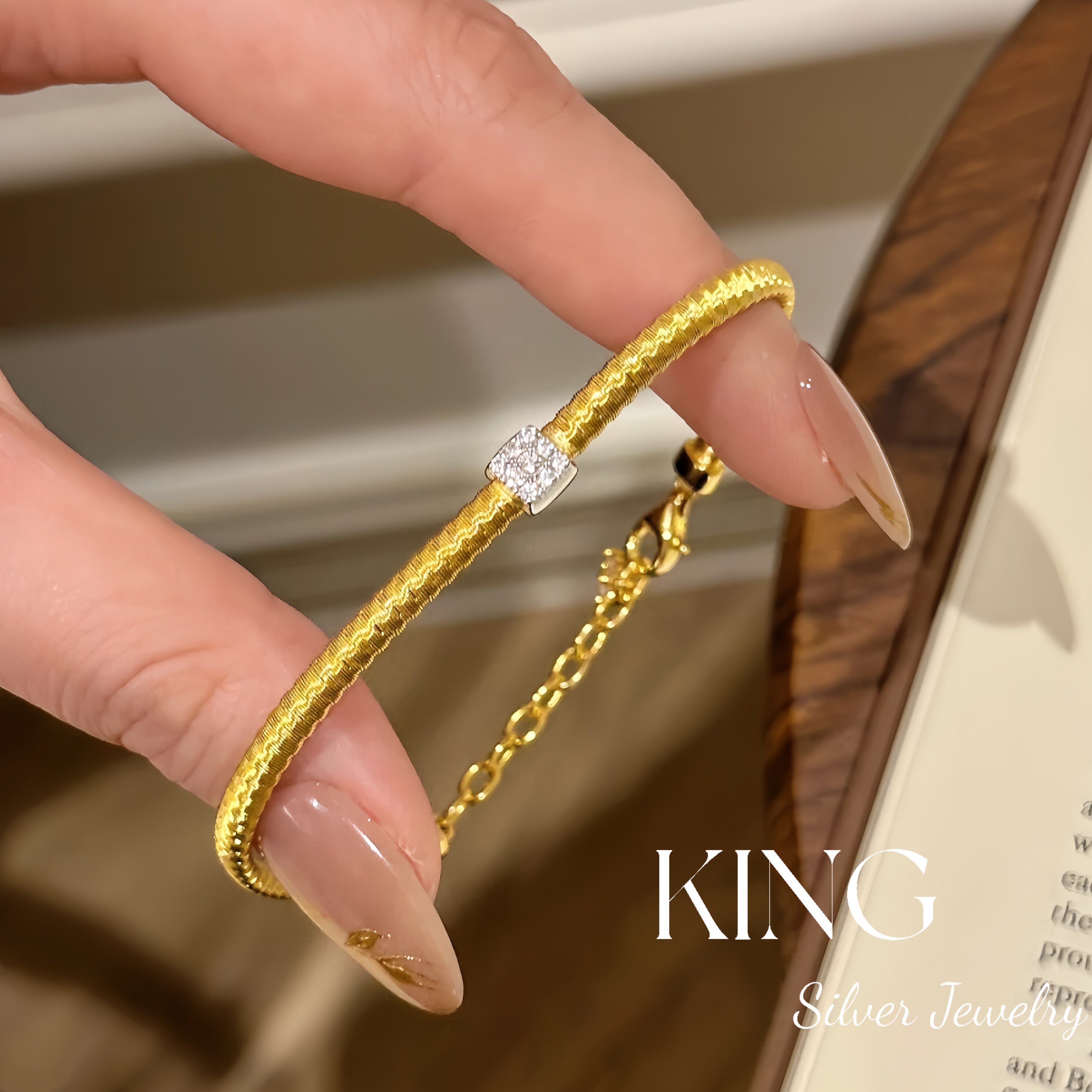king银饰珠宝小魔方金弦线手链