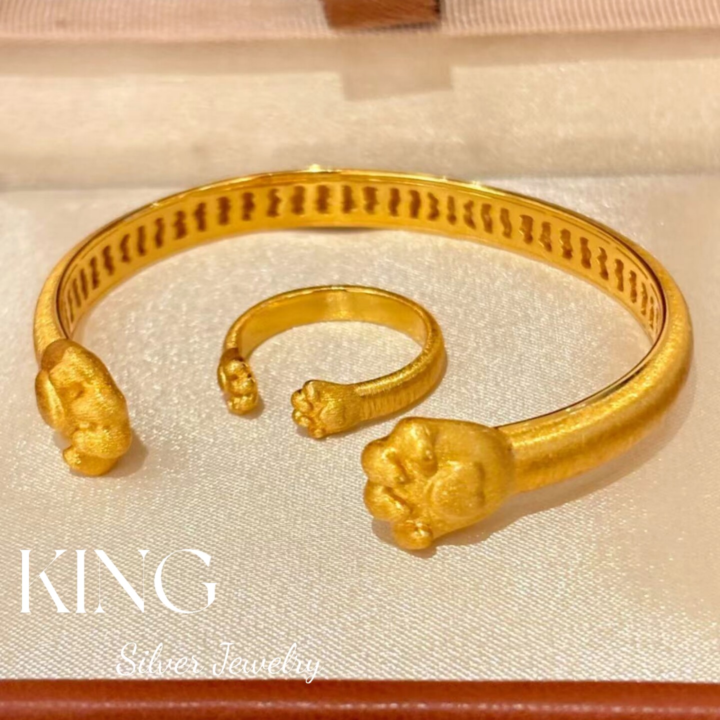 king银饰珠宝S925拉丝猫猫爪套装