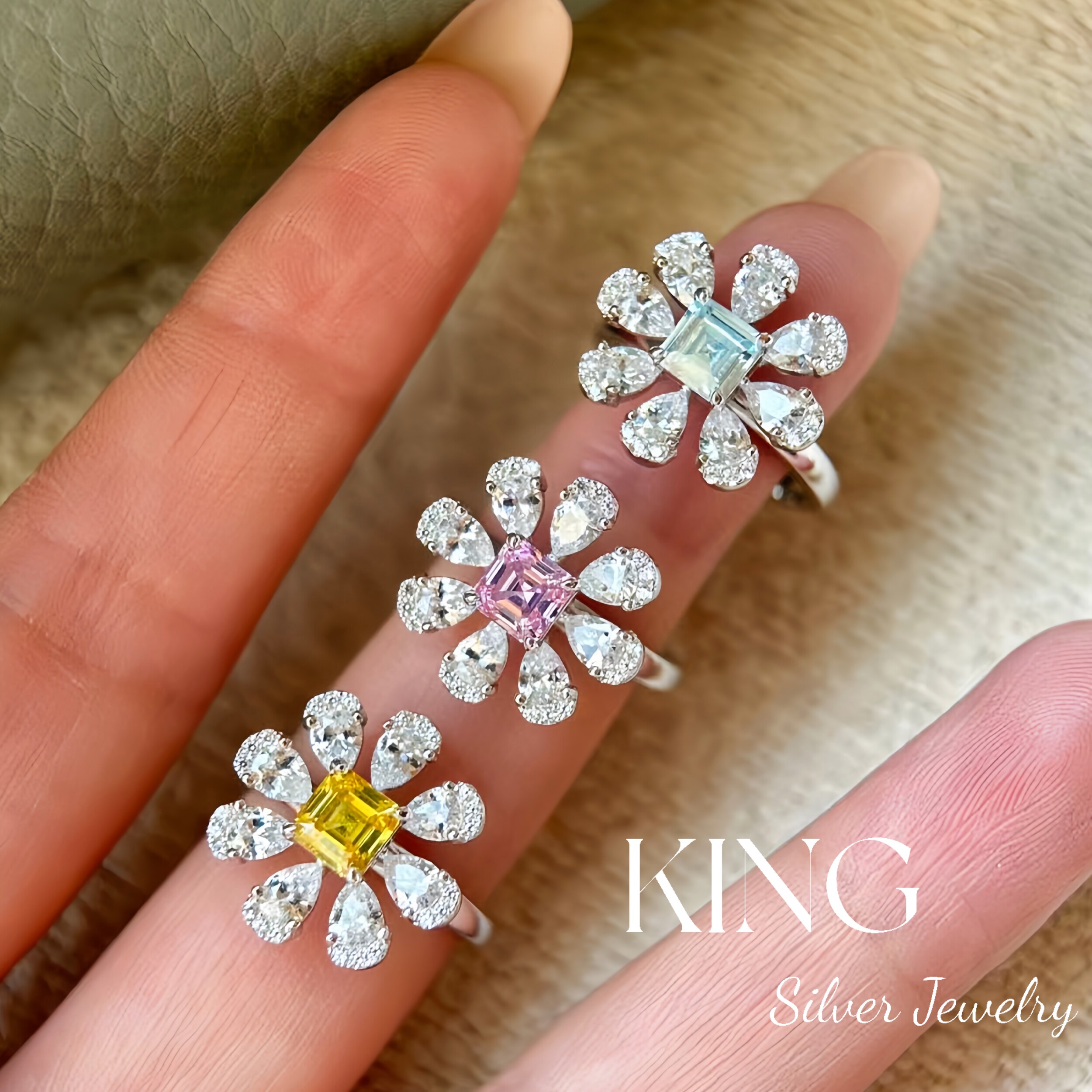king银饰珠宝S925银三月纯色戒指