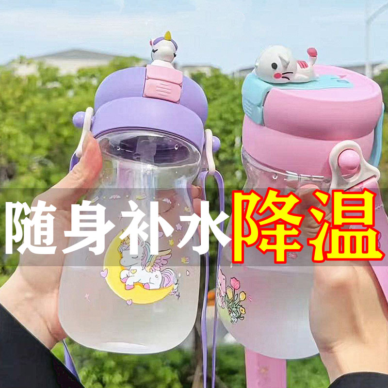 儿童夏季喷雾水杯可喷水运动大容量户外便携男女学生降温随手杯图片