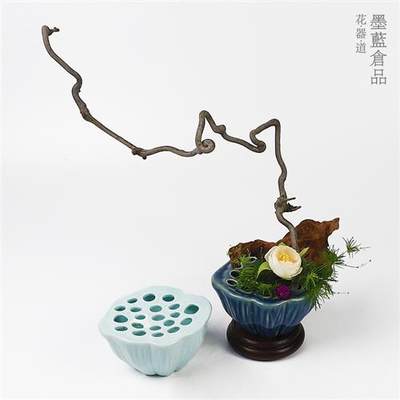 陶瓷莲蓬巢花器禅意中式日式插花器皿中国风茶席桌面小花盘摆件