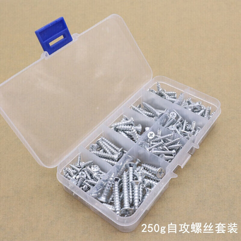 自攻木螺丝套装家用小五金紧固螺丝半圆头M4M5螺钉盒装250克螺丝