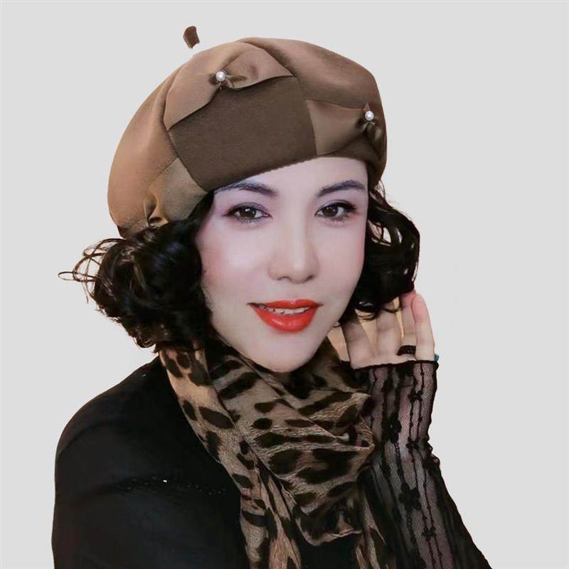 女士秋天洋气帽子女士新款帽子假日常整顶假发