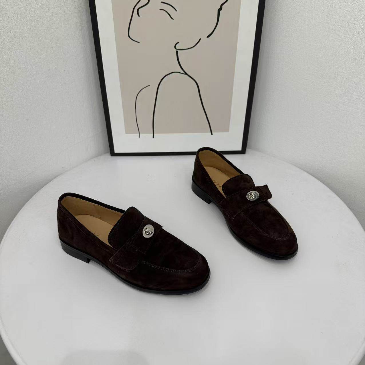 2026新款真皮乐福鞋女一脚蹬英伦风百搭小皮鞋平底休闲豆豆勃肯鞋