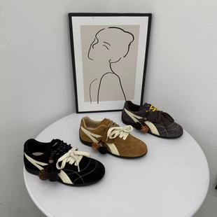 軟底不累腳輕便透氣休閑運動鞋 復(fù)古港風(fēng)平底德訓(xùn)鞋 女2025秋季 新款