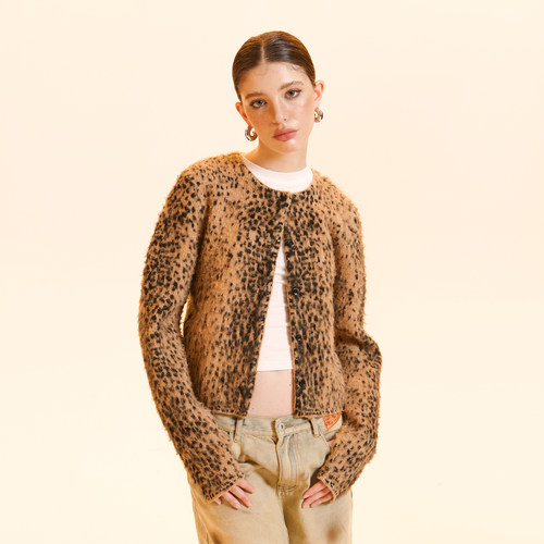 cozydoll毛衣马海毛豹纹慵懒风