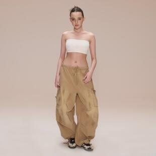 裤 工装 复古做旧水洗破坏脏染宽松休闲百搭运动伞兵裤 COZYDOLL美式