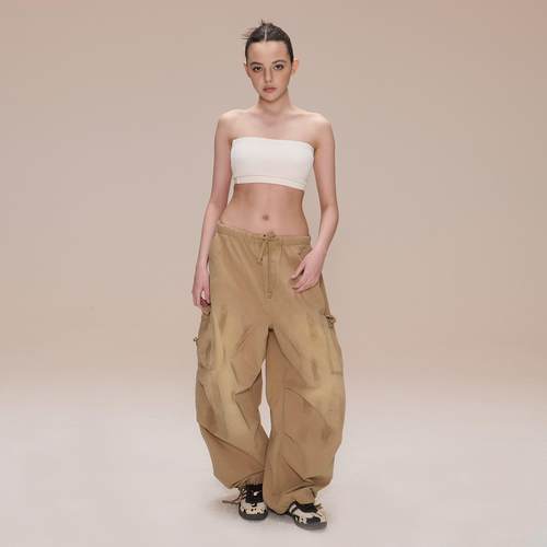 COZYDOLL做旧水洗破坏脏染伞兵裤