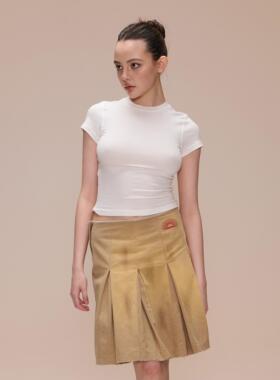 COZYDOLL经典美式慵懒风紧身弹力打底白t恤 修身正肩白T恤