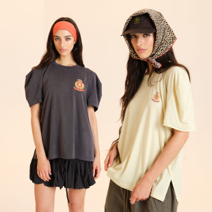 上衣 廓形印花短袖 Cozydoll莫代尔运动jennie同款 泡泡袖