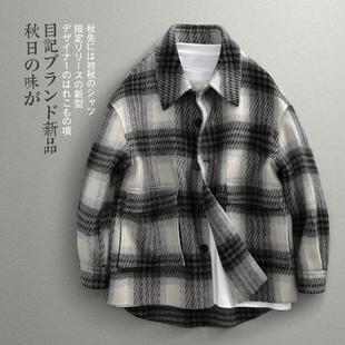 【目记】秋冬季韩系极简 轻奢格子纹 羊毛呢夹克 男 短款大衣外套