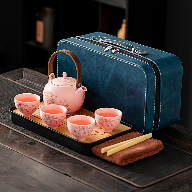 粉紫藤提梁壶旅行茶具套装便携式快客杯户外露营泡茶壶茶杯套组,餐饮具,旅行茶具,淘宝优惠券,粉丝福利购,淘宝优惠卷