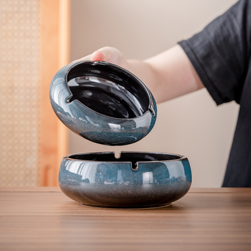 大号陶瓷烟灰缸创意个性烟缸家用复古中式客厅轻奢办公室潮流烟缸