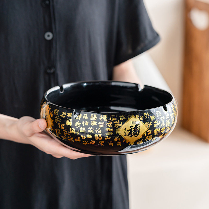 大号烟灰缸创意个性陶瓷烟缸家用复古中式客厅轻奢办公室潮流烟缸