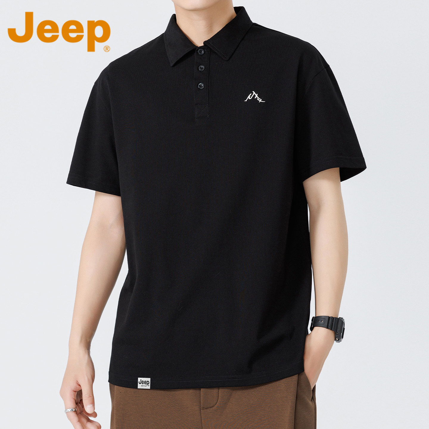 JEEP吉普凉感丝光珠地棉Polo衫男2026年夏季薄款宽松短袖T恤上衣