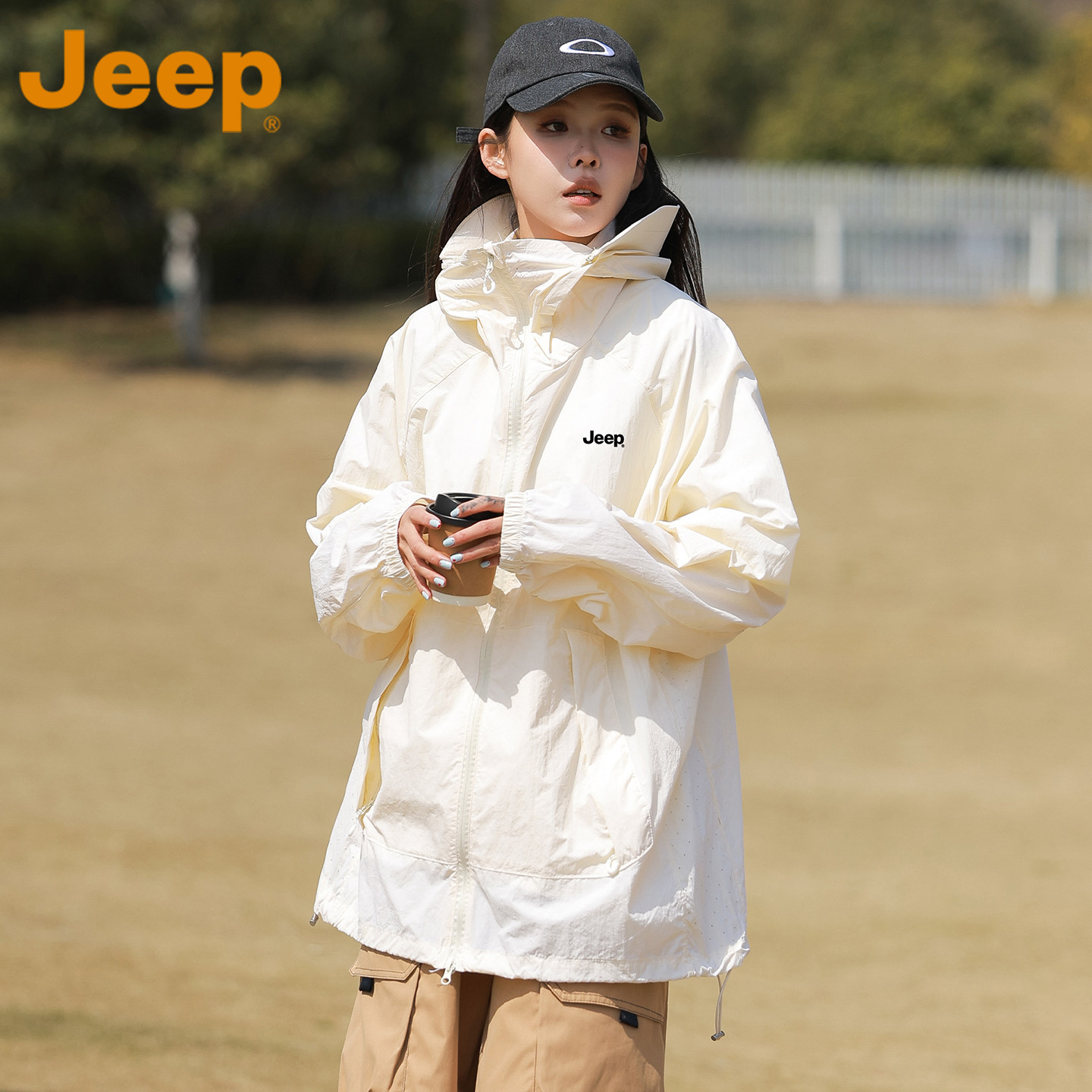 JEEP吉普轻薄冰丝防晒服男女同款2026夏季新款中长款防紫外线外套