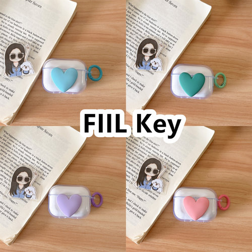 适用于FIIL Key耳机套透明DIY手作桃心保护套防摔可爱