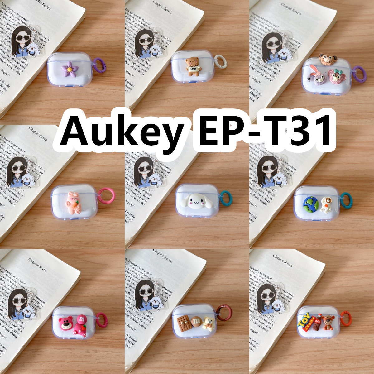 适用于Aukey EP-T31耳机套透明DIY手作经典卡通保护套防摔可爱