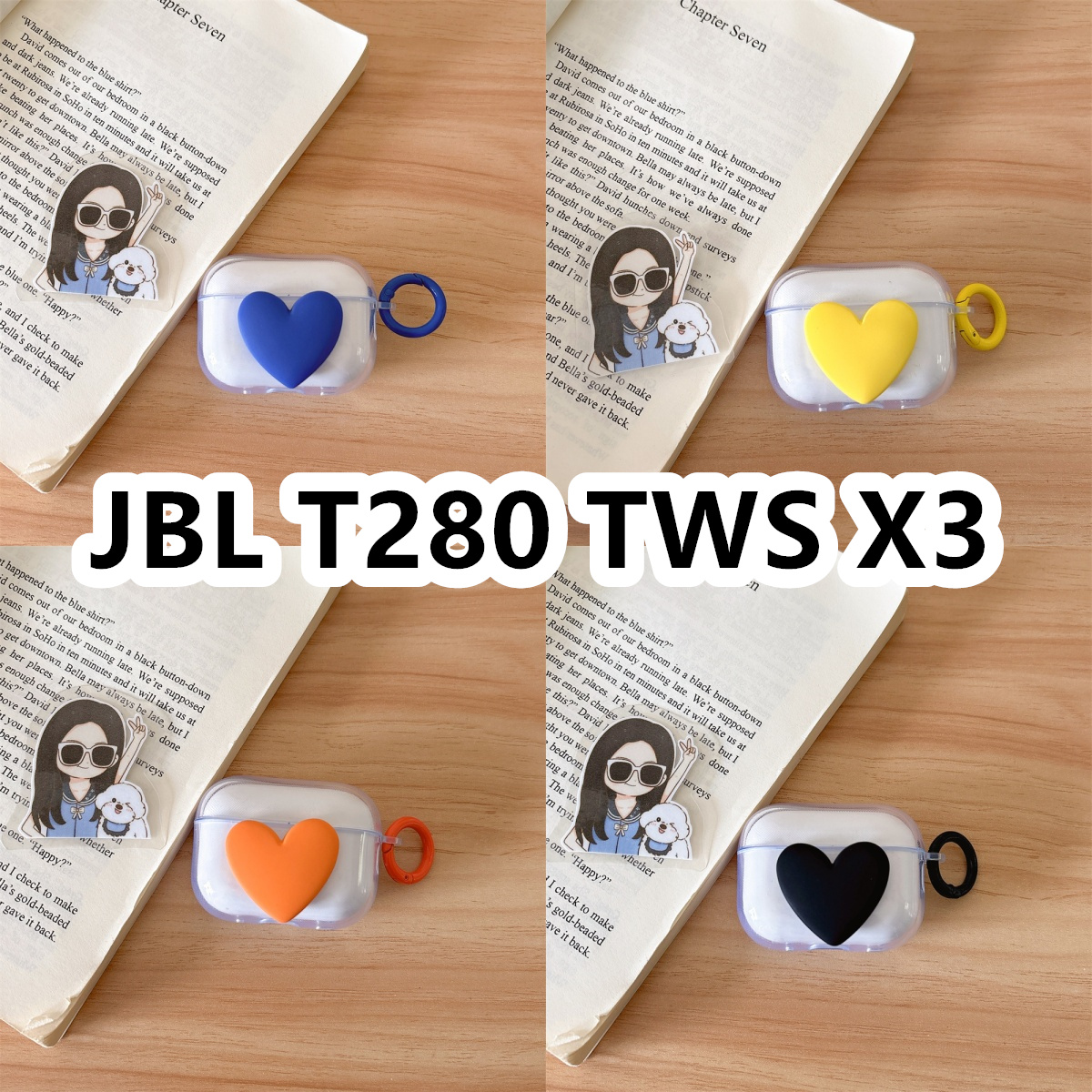 适用于JBL T280 TWS X3耳机套透明DIY手作桃心保护套防摔可爱