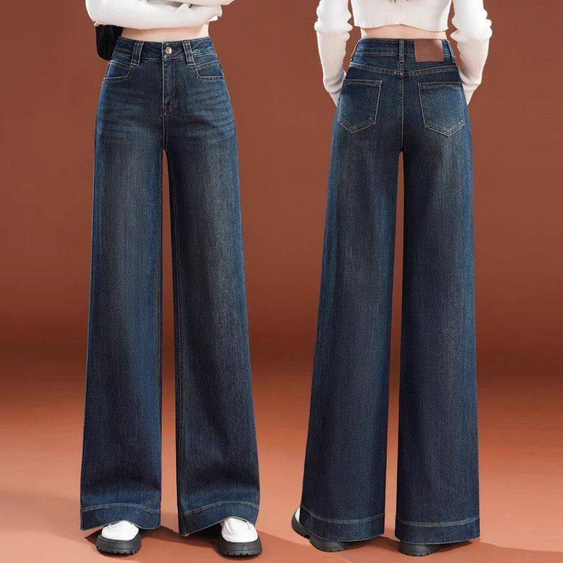 美式复古牛仔裤2025冬季加绒直筒阔腿裤女裤子宽松慵懒松弛感长裤,女装/女士精品,牛仔裤,淘宝优惠券,粉丝福利购,淘宝优惠卷