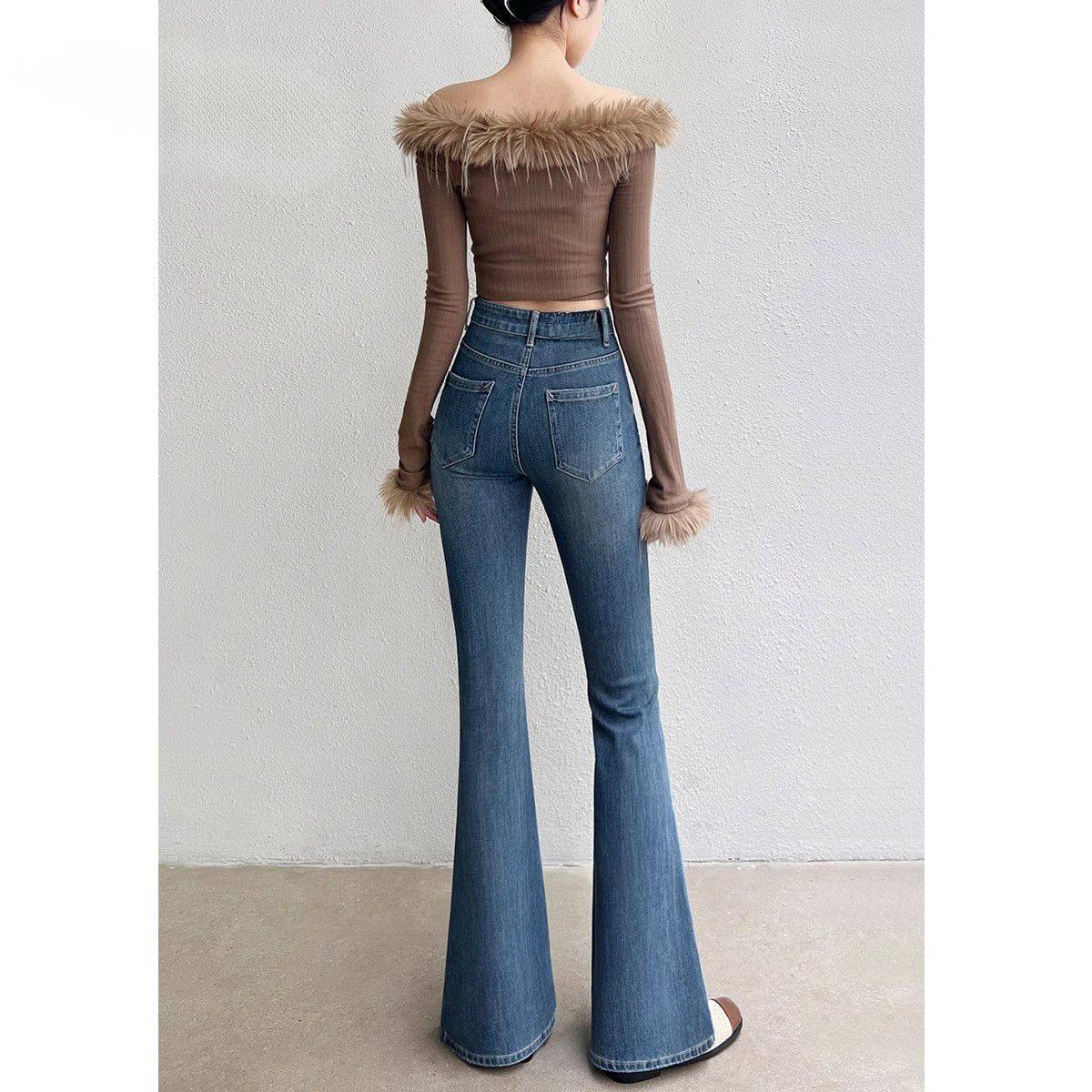 高级感微喇牛仔裤女高腰修身显瘦2025年冬季新款梨形百搭喇叭裤子,女装/女士精品,牛仔裤,淘宝优惠券,粉丝福利购,淘宝优惠卷