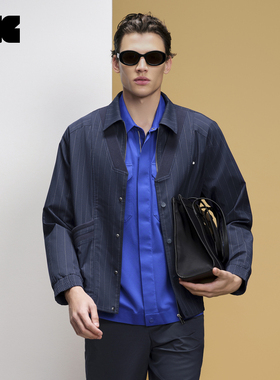 LNG2024春新款羊毛混纺V领翻领宽松夹克外套男SDDA008