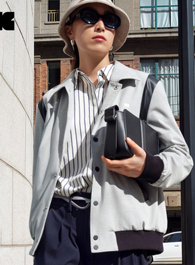 LNG23秋冬新款时尚百搭宽松撞色新雪丽保暖棉服梭织外套男SJCD023