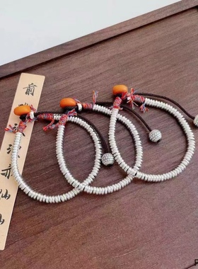 新款925纯银盘缠手链原创设计搭配天然蜜蜡饼手工编织手链国风款
