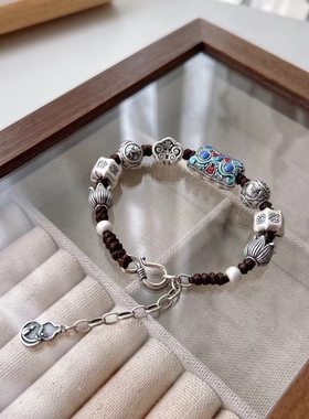 新款足银3D醒狮手链999足银祥云平安原创手链复古轻奢款送朋友