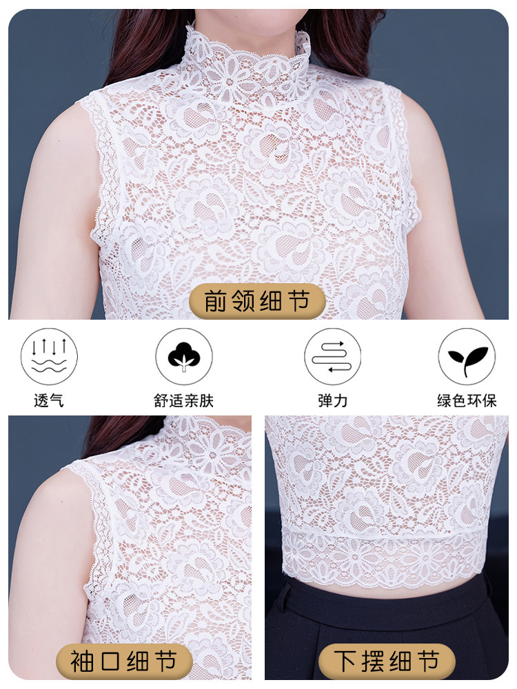 FALSE COLLAR WOMENS SWEATER VERSATILE FALSE COLLAR BLACK AND WHITE AUTUMN AND WINTER NEW LACE HALF-HIGH NECK A BASE LAYER