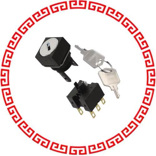 A165K-A2MR-2 SWITCH KEYLOCK 2POS DPDT 5A 125V