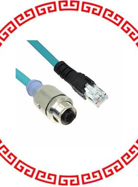 ICD44T1NTL1M M12 BULKHEAD FEMALE D-CODE, RJ45